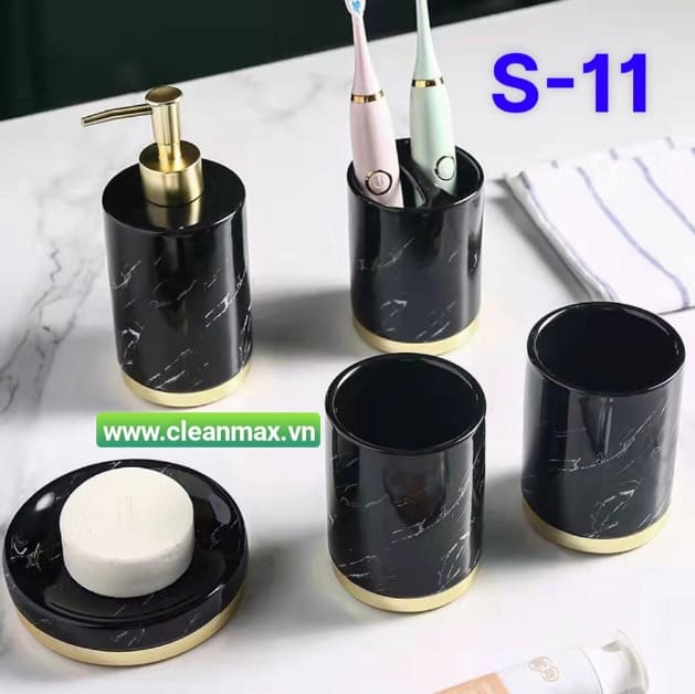 Bộ phụ kiện phòng tắm bằng sứ để bàn CleanMax S11 