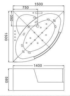 Bồn tắm đặt góc massage Govern JS-6248