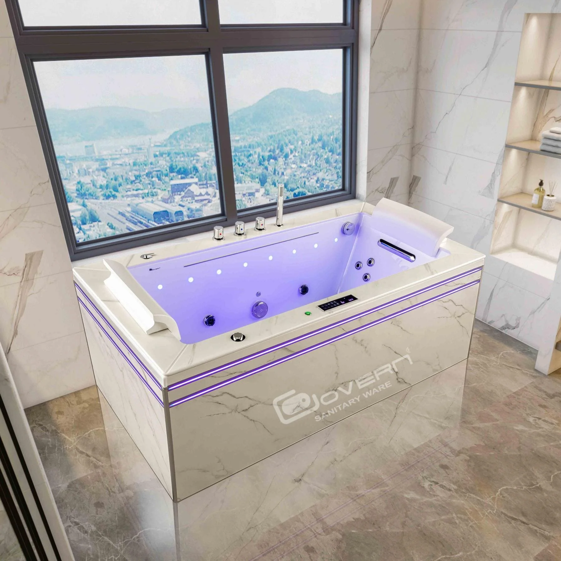 Bồn tắm vân đá massage sục khí gia nhiệt Govern K-1112