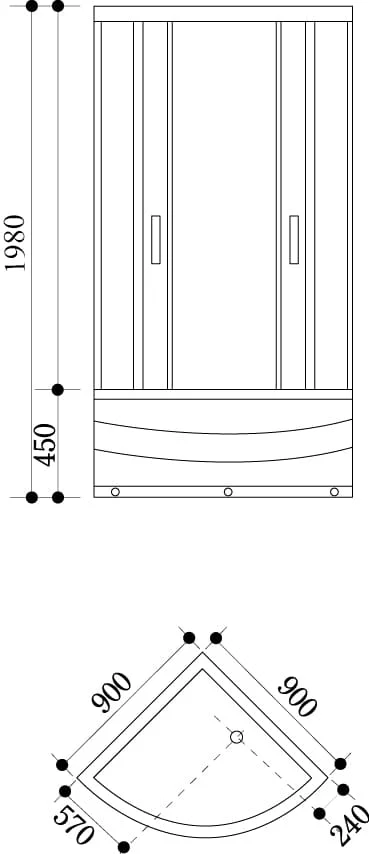 Bản vẽ Cabin tắm kính đứng đế cao Govern JS-8126