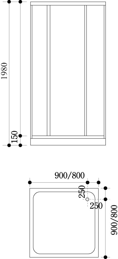 Bản vẽ Cabin tắm kính đứng Govern JS - 8127