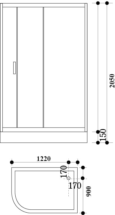 Bản vẽ Cabin tắm kính đứng Govern JS-8130