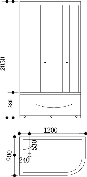 Bản vẽ Cabin tắm kính đứng đế lửng Govern LV-93