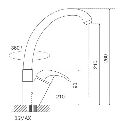 Bản vẽ Vòi chậu rửa bát Malloca K121