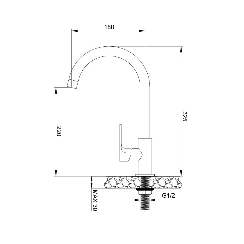 Bản vẽ Vòi chậu rửa bát nước lạnh Malloca K1603CL