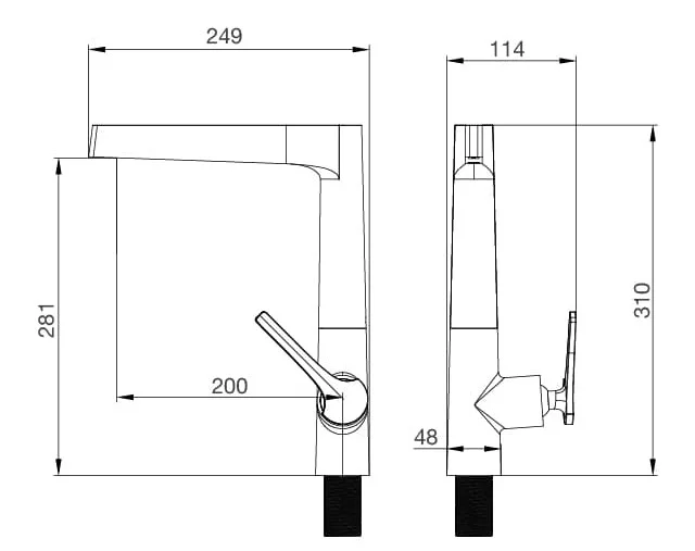 Bản vẽ kỹ thuật Vòi chậu rửa bát Malloca K295BS