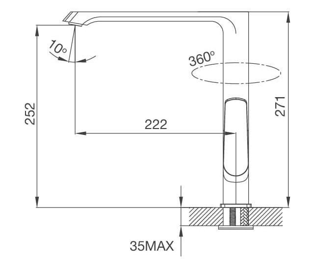 Bản vẽ Vòi chậu rửa bát Malloca K82C