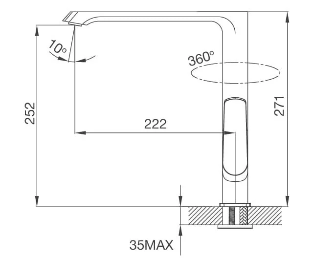 Bản vẽ Vòi chậu rửa bát Malloca K82C