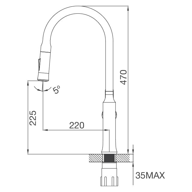 Bản vẽ kỹ thuật Vòi chậu rửa bát dây rút Malloca K94C