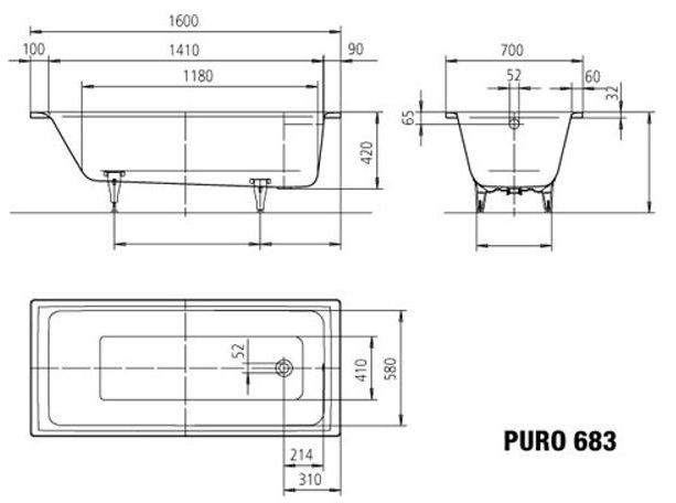 Bản vẽ kỹ thuật Bồn tắm xây KALDEWEI PURO 683