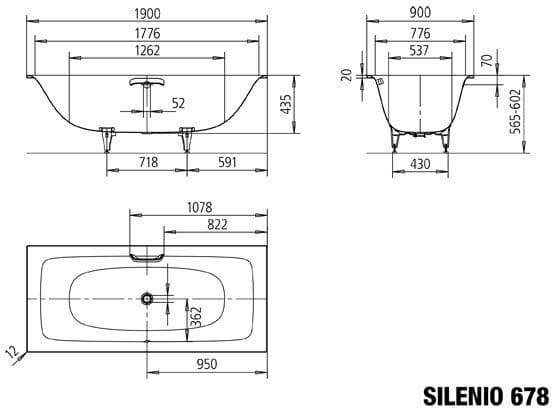 Bản vẽ kỹ thuật Bồn tắm xây KALDEWEI SILENIO 678