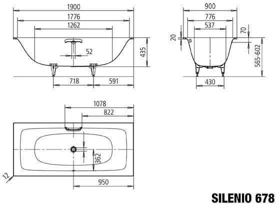 Bản vẽ kỹ thuật Bồn tắm xây KALDEWEI SILENIO 678