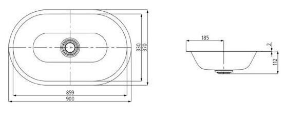 Bản vẽ Chậu rửa lavabo âm bàn KALDEWEI CENTRO 3060-3904
