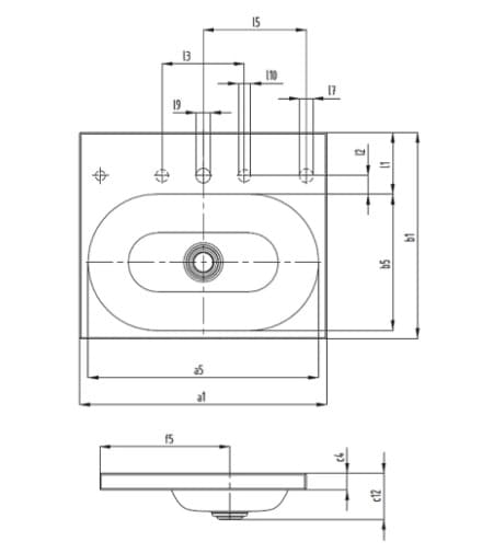Bản vẽ Chậu rửa lavabo âm bàn KALDEWEI CENTRO 3055-3904