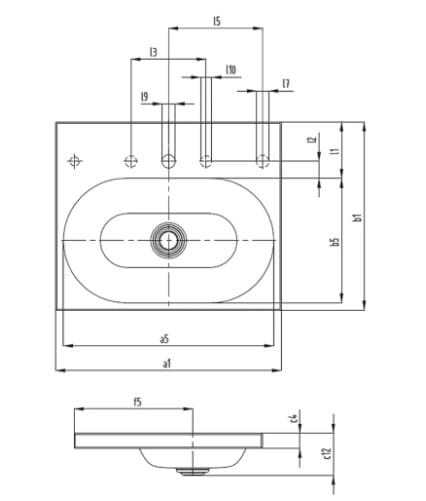 Bản vẽ Chậu rửa lavabo dương vành KALDEWEI PURO 3056-3904