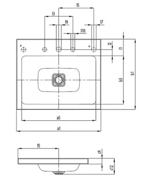 Bản vẽ Chậu rửa lavabo dương vành KALDEWEI CONO 3076-3905