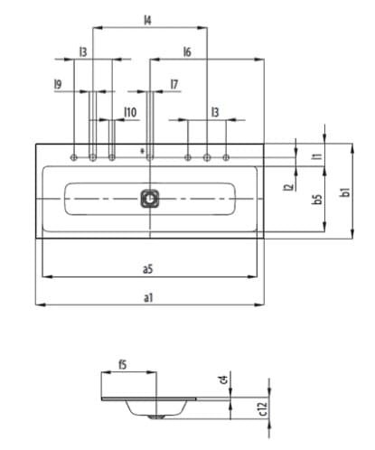 Bản vẽ kỹ thuật Chậu rửa lavabo dương vành KALDEWEI CONO 3082-3905