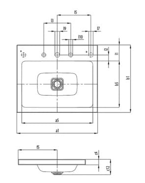 Bản vẽ kỹ thuật Chậu rửa lavabo dương vành KALDEWEI CONO 3084-3905