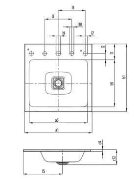 Bản vẽ Chậu rửa lavabo dương vành KALDEWEI CONO 3075-3905