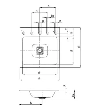 Bản vẽ Chậu rửa lavabo dương vành KALDEWEI CONO 3080-3905