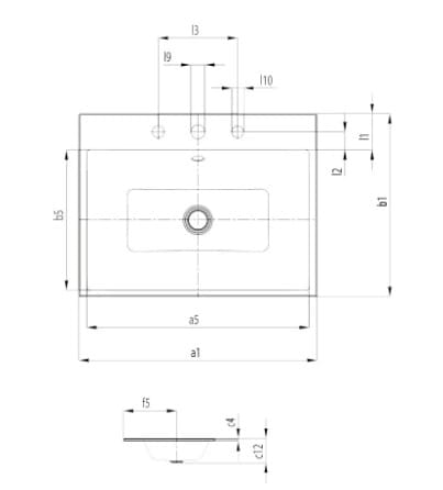 Bản vẽ Chậu rửa lavabo dương vành KALDEWEI PURO 3151-3915
