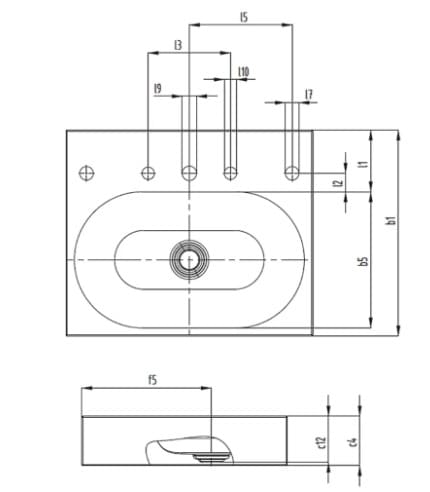 Bản vẽ kỹ thuật Chậu rửa lavabo dương bàn KALDEWEI CENTRO 3057-3904