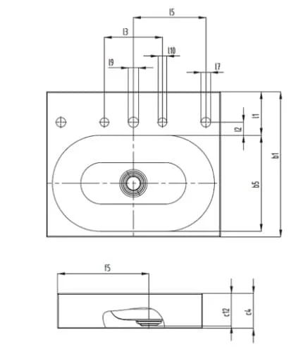 Bản vẽ kỹ thuật Chậu rửa lavabo dương bàn KALDEWEI CENTRO 3057-3904