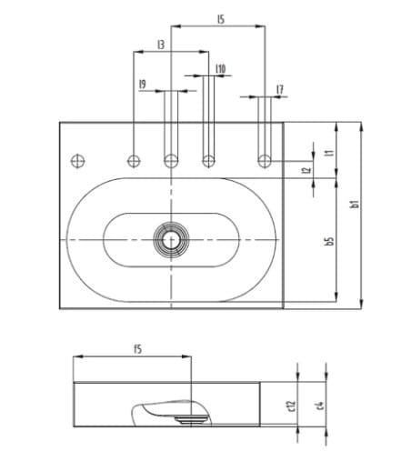 Bản vẽ kỹ thuật Chậu rửa lavabo dương bàn KALDEWEI CENTRO 3058-3904