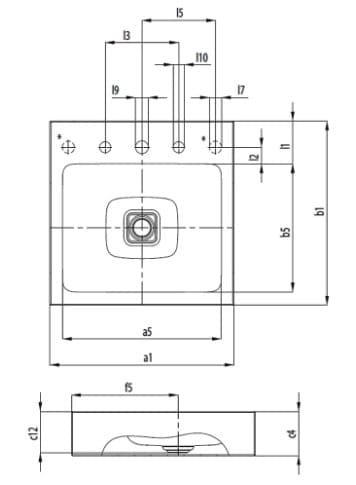 Bản vẽ Chậu rửa lavabo đặt bàn KALDEWEI CONO 3077-3905