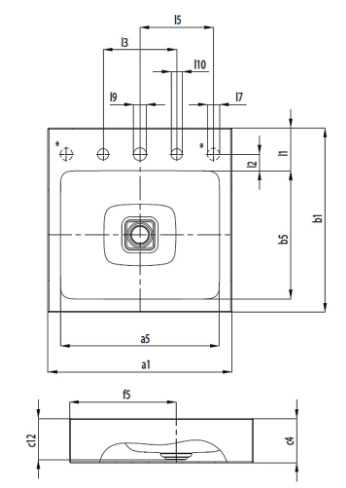 Bản vẽ kỹ thuật Chậu rửa lavabo đặt bàn KALDEWEI CONO 3085-3905