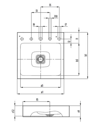 Bản vẽ kỹ thuật Chậu rửa lavabo đặt bàn KALDEWEI CONO 3086-3905