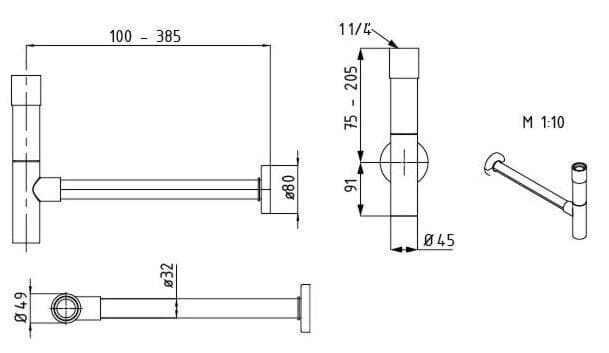 Bản vễ kỹ thuật Ống thải chậu rửa KALDEWEI 3908