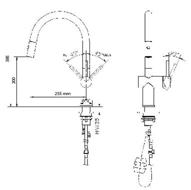 Bản vẽ Vòi Bếp Dây Rút Nóng Lạnh Paulschmitt PA322KS