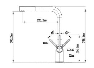 Bản vẽ Vòi Bếp Dây Rút Nóng Lạnh Paulschmitt PA328K