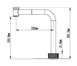 Bản vẽ Vòi Bếp Dây Rút Nóng Lạnh Paulschmitt PA329K