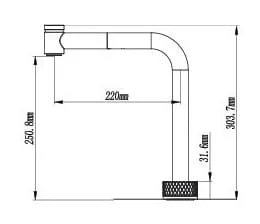 Bản vẽ Vòi Bếp Dây Rút Nóng Lạnh Paulschmitt PA329K