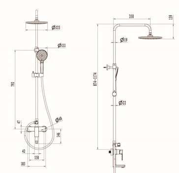 Bản vẽ Sen Tắm Cây Đứng Paulschmitt PA511R