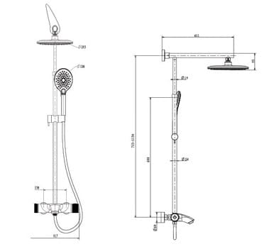 Bản vẽ Sen Tắm Cây Đứng Paulschmitt PA512R
