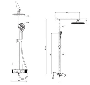 Bản vẽ Sen Tắm Cây Đứng Paulschmitt PA512R