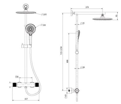 Bản vẽ Sen Tắm Cây Đứng Paulschmitt PA513R