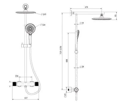 Bản vẽ Sen Tắm Cây Đứng Paulschmitt PA513R