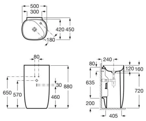 Bản vẽ kỹ thuật Chậu đứng tự do BEYOND ROCA A3270B0000