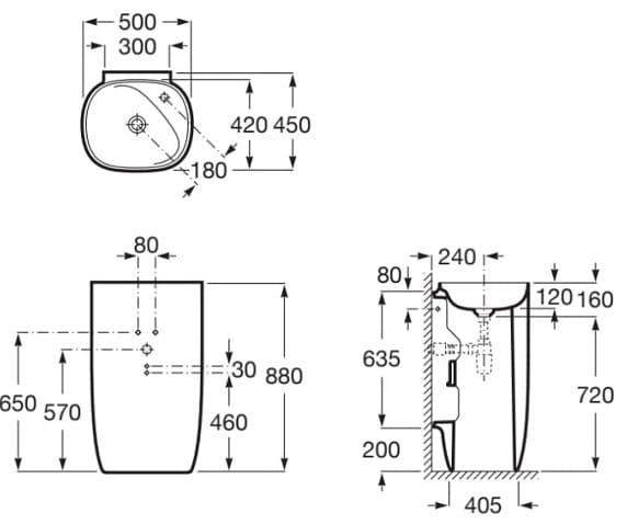 Bản vẽ kỹ thuật Chậu đứng tự do BEYOND ROCA A3270B0660