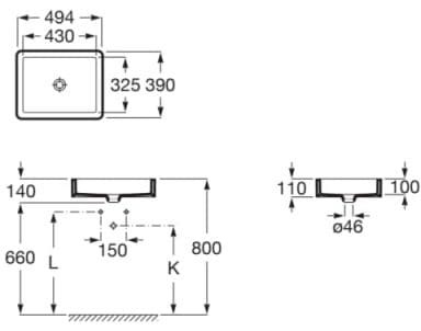 Bản vẽ Chậu lavabo âm bàn INSPIRA ROCA A327536640