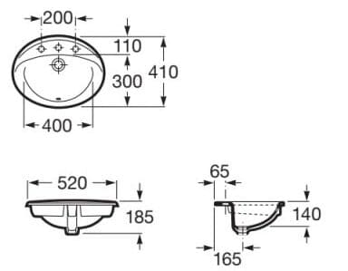 Bản vẽ kỹ thuật Chậu lavabo dương vành RODEO ROCA A327866000