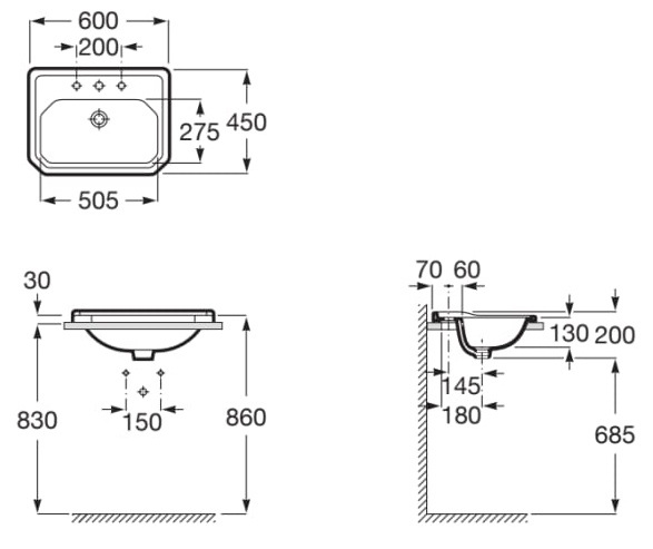 Chậu lavabo dương vành CARMEN ROCA A3270A5003