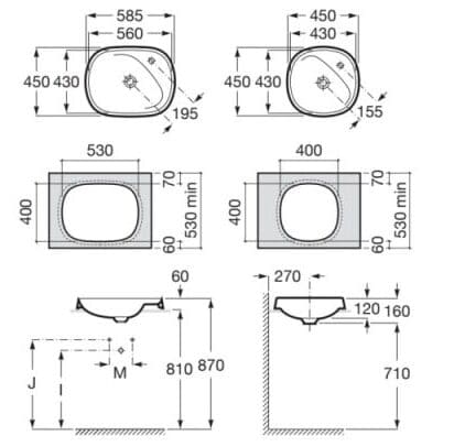 Chậu nửa âm mặt bàn BEYOND ROCA A3270B6000