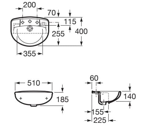 Bản vẽ kỹ thuật Chậu bán âm bàn VICTORIA ROCA A32739E000