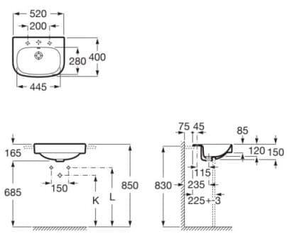 Chậu bán âm bàn DEBBA ROCA A32799S000