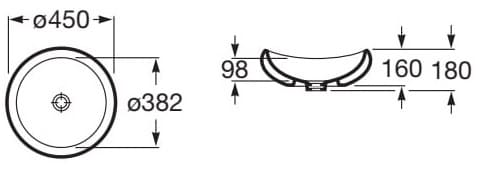 Bản vẽ kỹ thuật Chậu lavabo đặt trên bàn URBI ROCA A327225000